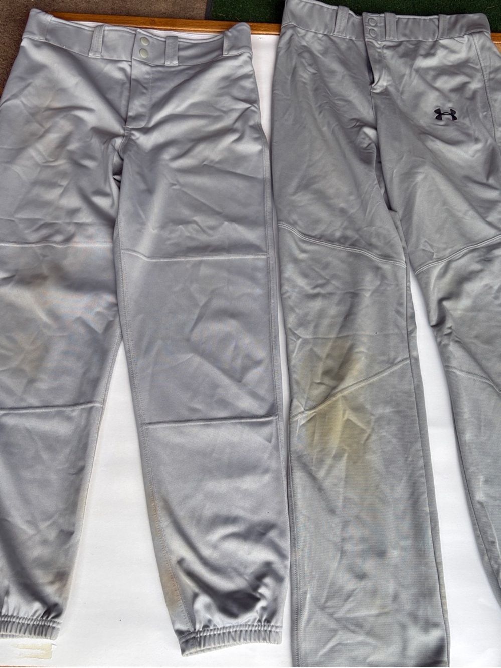 Adidas/Under Armour Light Gray Athletic Pants Pair